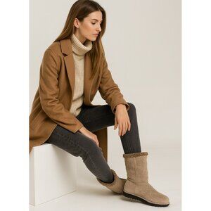 Stuart Weitzman Brown Leather Faux Fur Lined Boot Womens Size 11.5